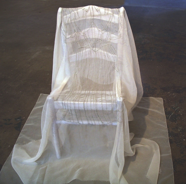 Her Dress Jane Deering Gallery Selection of works Silk, thread, wooden chair