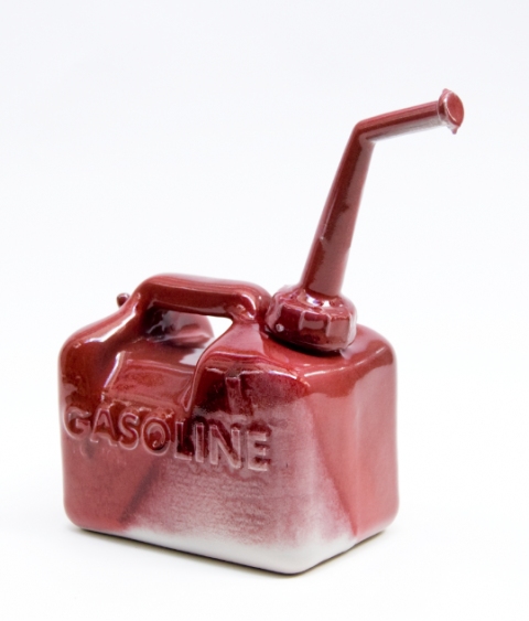 Chilton 1 Gallon Gas Can (angle view) Jane Deering Gallery Exhibition: Ceramics . 'A Thousand Hours' Porcelain
