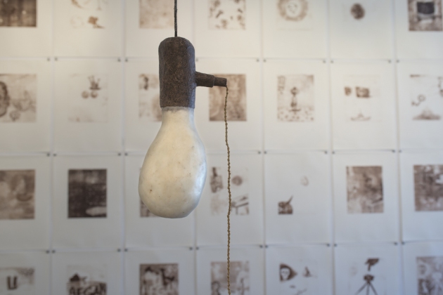 Light bulb Jane Deering Gallery Dane Goodman + Keith Puccinelli Cardboard, wax, string, rope, electrical plug