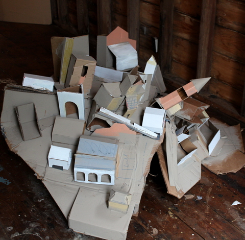 Boulder, Carapace (wearable sculpture) Jane Deering Gallery Emily Speed Cardboard, tape, paint