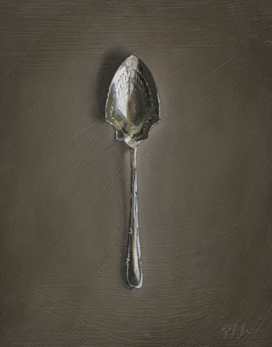 Silver Spoon #13 . The Bystander Jane Deering Gallery Leslie Lewis Sigler Oil on board