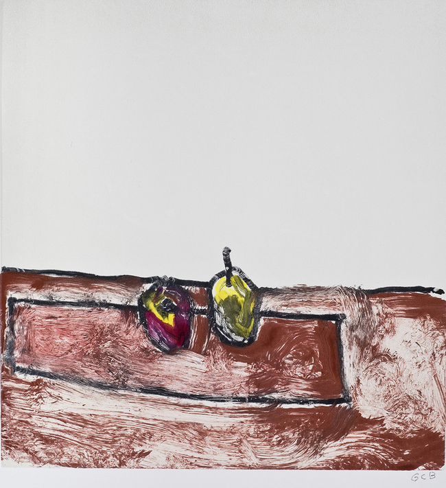 Apple and Pear on Table Jane Deering Gallery Selection of works Viscosity monotype