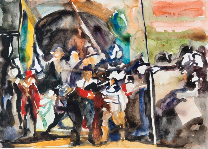 Study 1.1 for 'Night Watch' Jane Deering Gallery Chris Baker Watercolor on paper