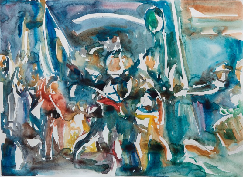 Study 1.2 for 'Night Watch' Jane Deering Gallery Chris Baker Watercolor on paper