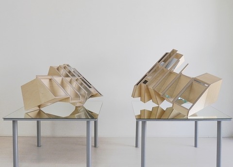Crustal II (left) and Crustal I (right) Jane Deering Gallery Birgit Faustmann Wood, mirrored plexiglas