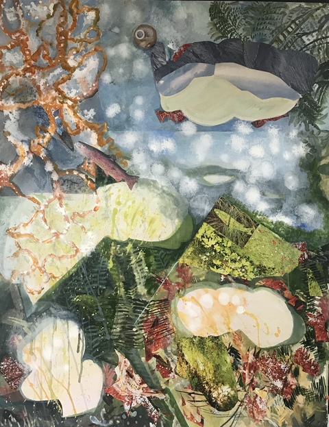 Lunar Phase (Clouds) Large Paintings on canvas & paper acrylic, watercolor ink, photo/collage on 300 lb. Arches hand molded paper