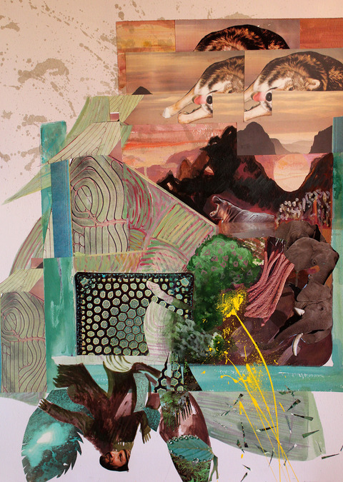 Lunar Phase (Wolves) Lunar Phase and Nano Nature Landscapes acrylic, watercolor ink, photo/collage on 300 lb. cold press Arches hand molded paper
