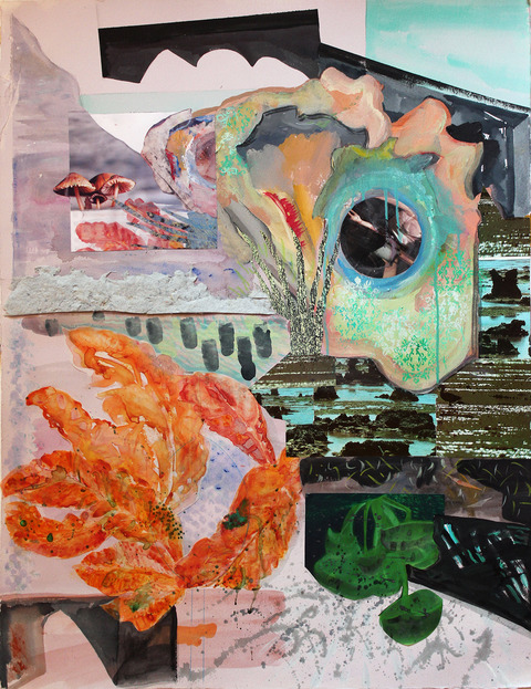 Lunar Phase (Seaweed) Large Paintings on canvas & paper acrylic,watercolor ink, photo/collage,mylar on 300 lb. cold press Arches paper