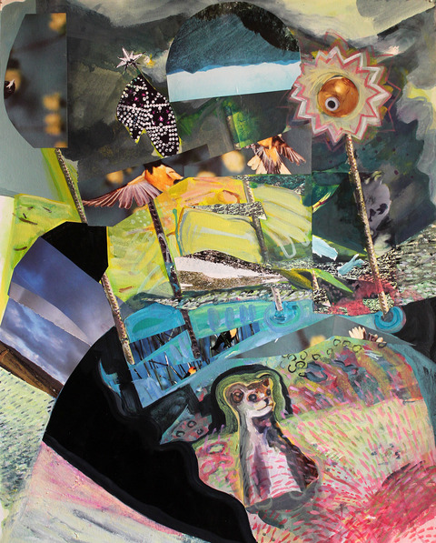 Lunar Phase Prairie Dog Lunar Phase and Nano Nature Landscapes acrylic/ink/collage on 300 lb cold press paper