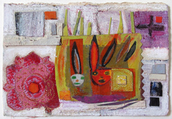 JANET MATHIAS Paintings & Mixed Media collage, fabric and acrylic on paper