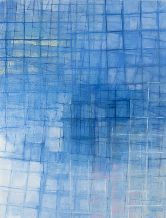 Blue Grid JANET OLNEY Works on Paper pastel on paper