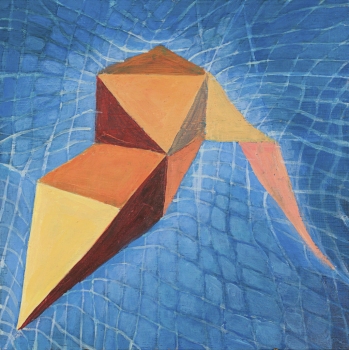 Polyhedron With Spacetime Mesh JANET OLNEY 2011 oil on panel