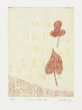 Club and Spade JANET OLNEY Works on Paper color etching