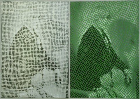 The Female Gaze (diptych) POSTCARD DRAWINGS marker on card