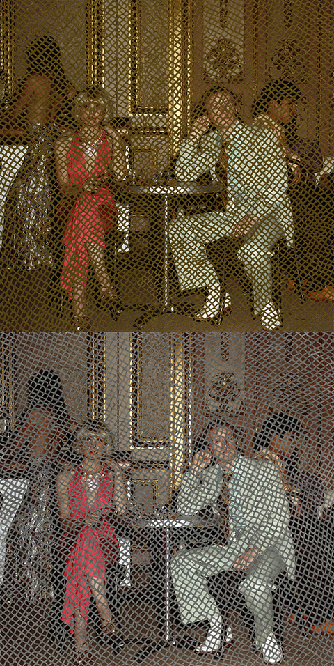 Nightclub Diptych POSTCARD DRAWINGS metallic markers on postcard