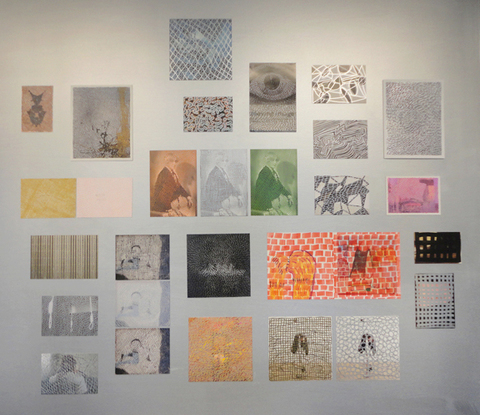 "Freecycle" exhibition—installation view. POSTCARD DRAWINGS postcards