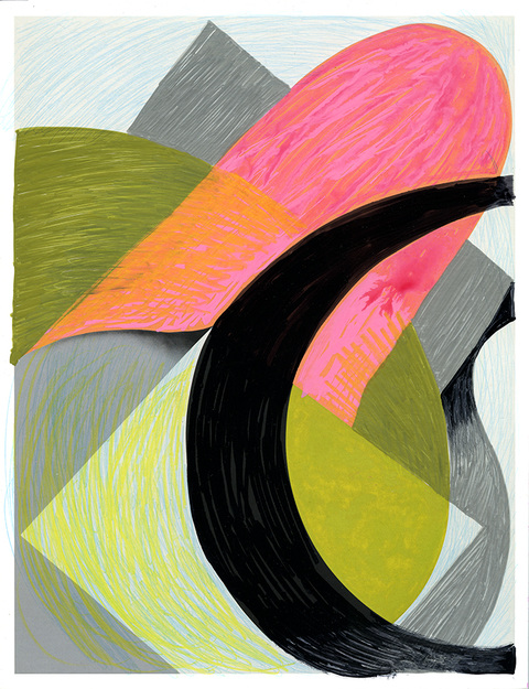 Matsutani/HauserWirth POSTCARD DRAWINGS oil marker on found invitation card