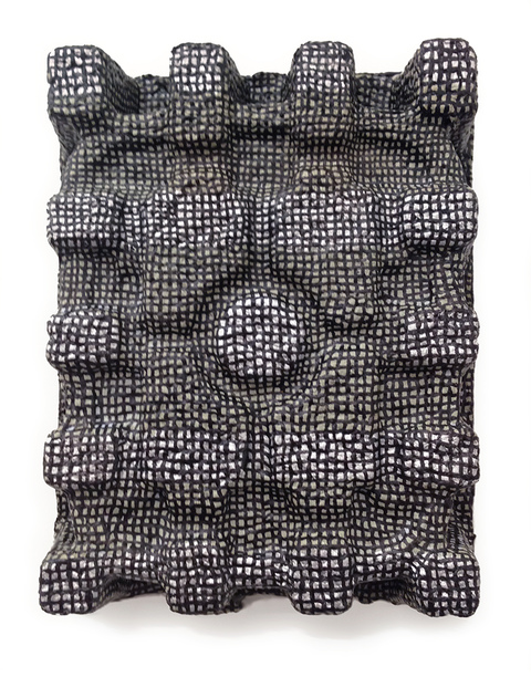 Button PAINTED SCULPTURE acrylic paint on packing material