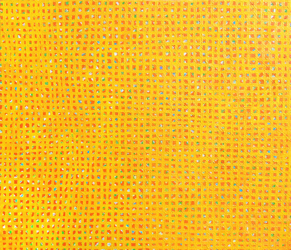YELLOW GRID AFFORDABLE ART FAIR oil on canvas