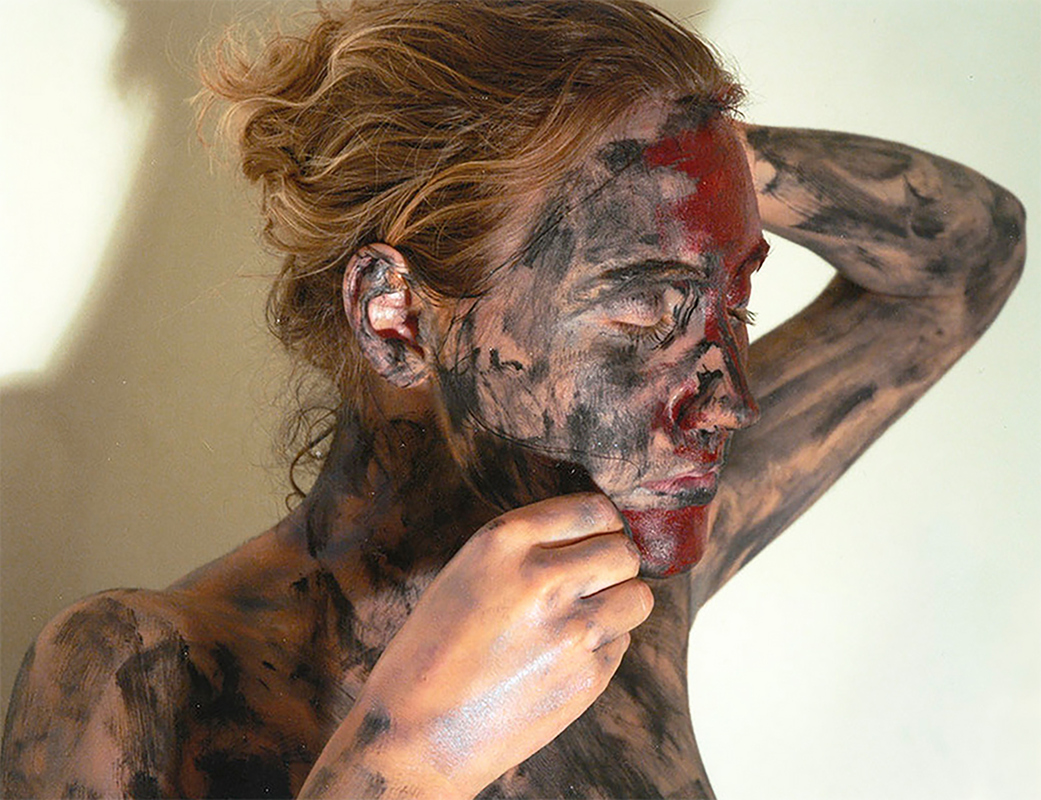 Detail of makeup performance Jennifer Leigh Wright Song Feminist Artwork