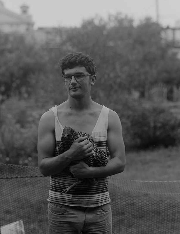 Hidden Harvest Farm, Baltimore. Patrick with his chicken Jennifer Leigh Wright Song Early Artwork