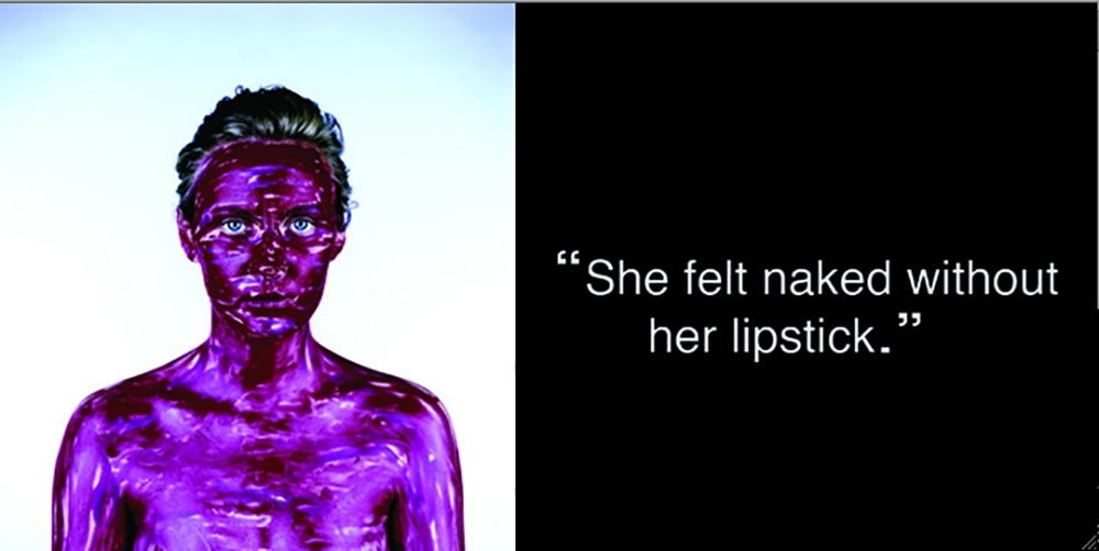 "She felt naked without her lipstick." Jennifer Leigh Wright Song Feminist Artwork