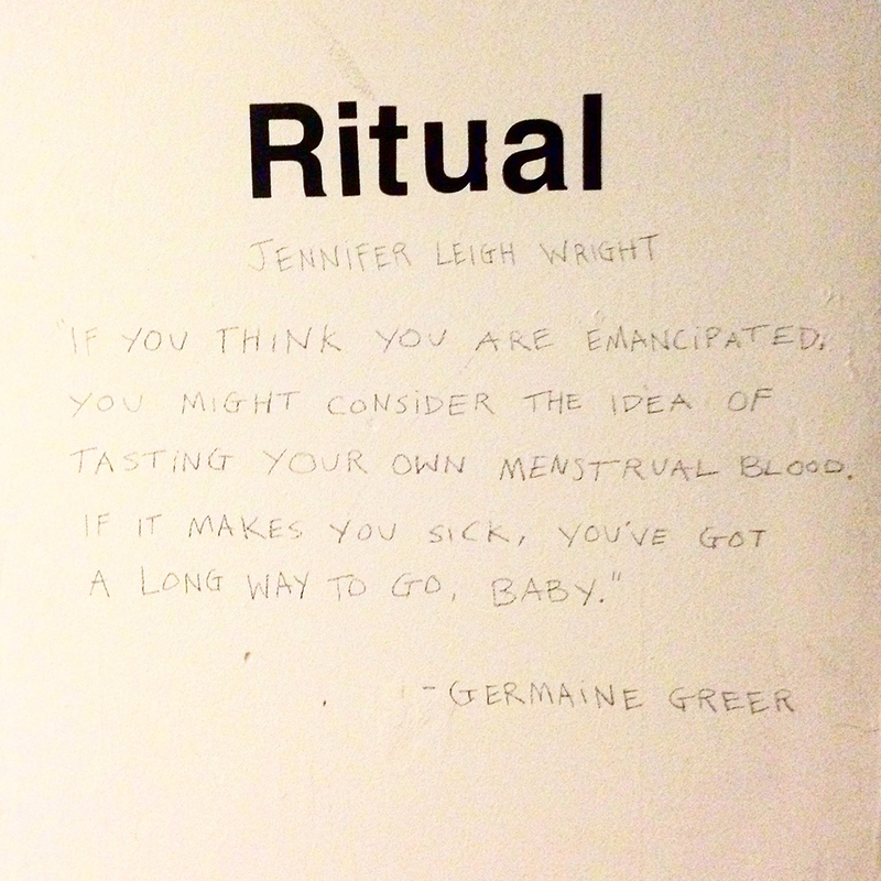 Ritual Jennifer Leigh Wright Song Feminist Artwork human blood, animal blood, canvas, shot glasses