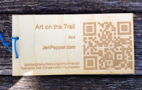 QR label s i t e specific engraved wood