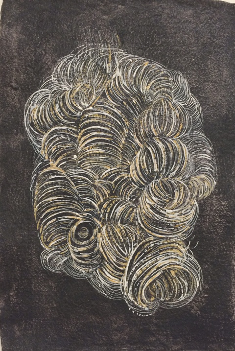 Stone Wig p a p e r ink . gouache . iron oxide . 300# handmade paper