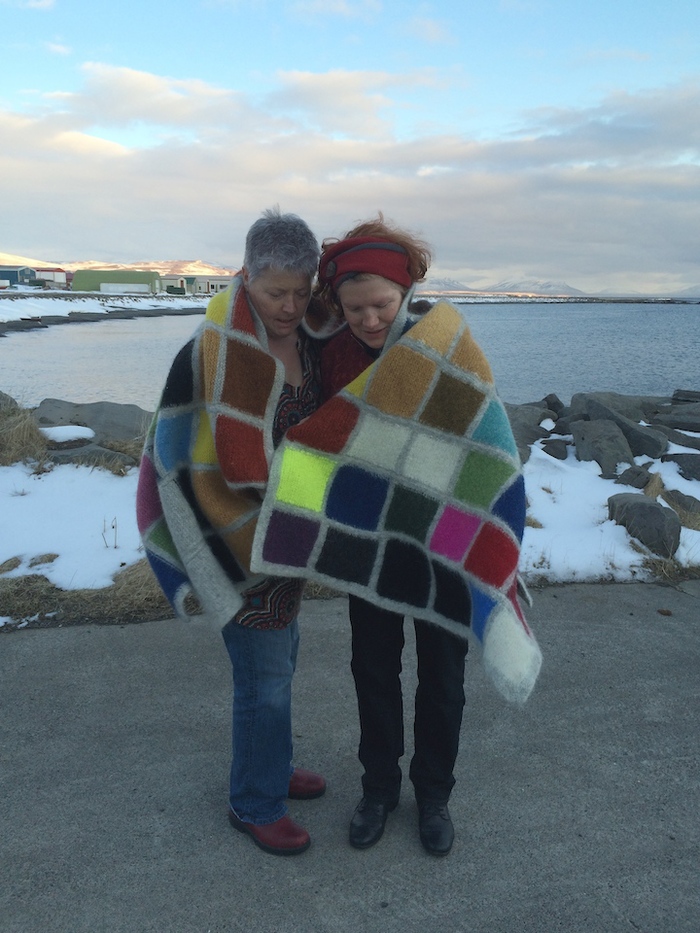 Development of Colour Ranges through the Ages 2015 Development of Color Ranges through the Ages Icelandic wool knit, felted + worn by artist Gudrun Brückel (DE) + Jen Pepper