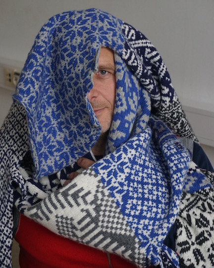 How to Wear a Hardangerfjord How to Wear a Hardangerfjord Norwegian wool knit + worn by artist Hans Pulles (NL.NO)