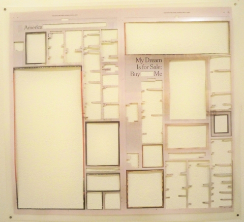 America My Dream is for Sale Buy Me paper cuts laminated newsprint, cut