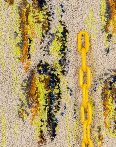 Cobalt Blue Splatters - detail f i b e r Rug wool with plastic chain