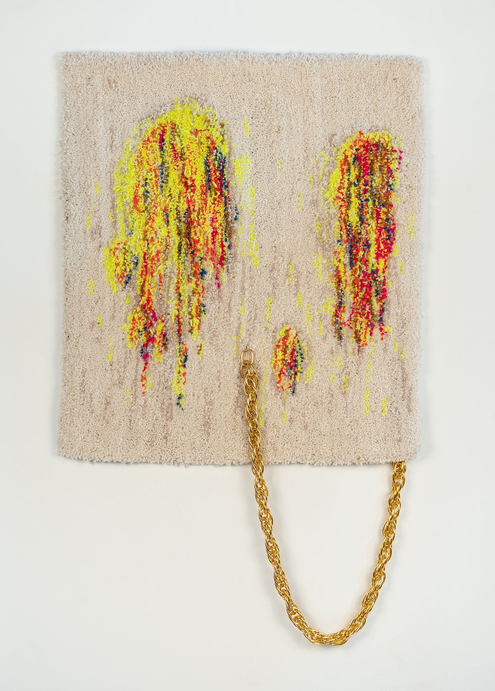 Chrome Yellow Pair f i b e r Rug wool with chain