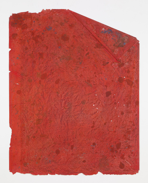 JESSICA DICKINSON traces pastel, oil pastel, dust, and oil on paper with fold, holes and rips