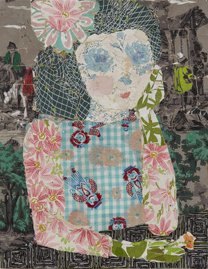 Jessica Weiss Recent Paintings Silkscreen, fabric, wallpaper and acrylic on canvas