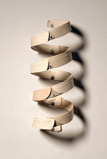 John Fraser sculpture/assemblage Varnish on Starched Linen Collars, Dyed Leather, Stainless Steel Hardware (wall-bound)