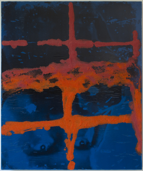 Untitled (mirages/true lies) Jon Marshalik 2016 synthetic polymers and sand on polyester