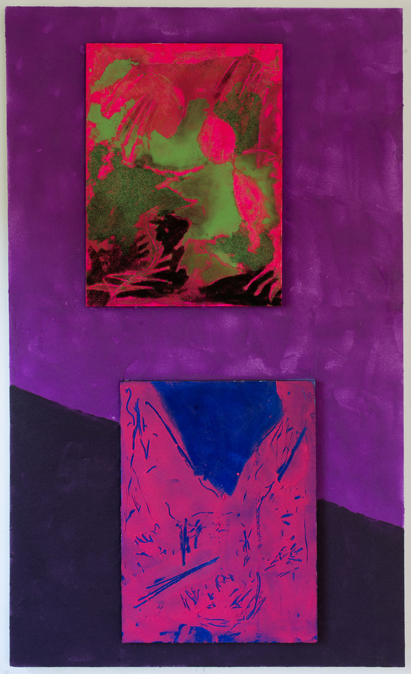 Untitled (predator vs rekall) Jon Marshalik 2016 synthetic polymers and sand on panel