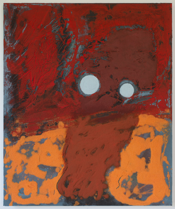 Untitled (predator vs rekall) Jon Marshalik 2016 synthetic polymers and sand on polyester