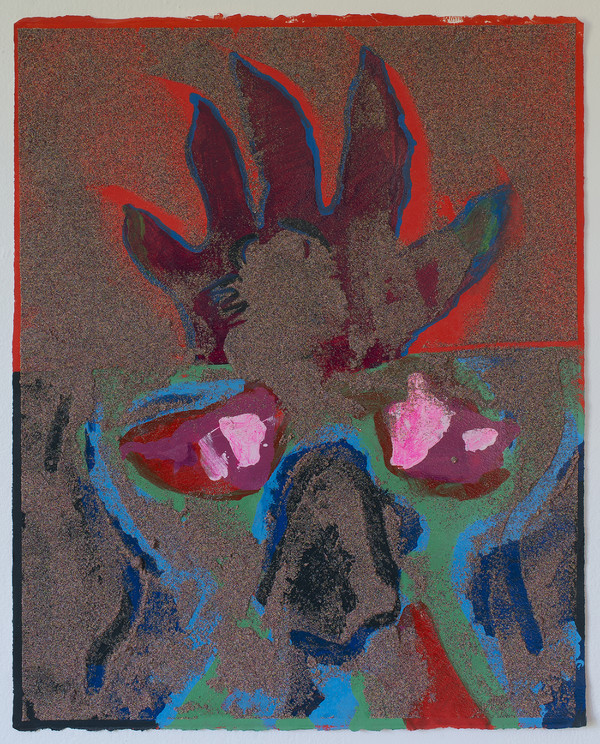 Untitled (predator vs rekall) Jon Marshalik 2016 synthetic polymers and sand on paper