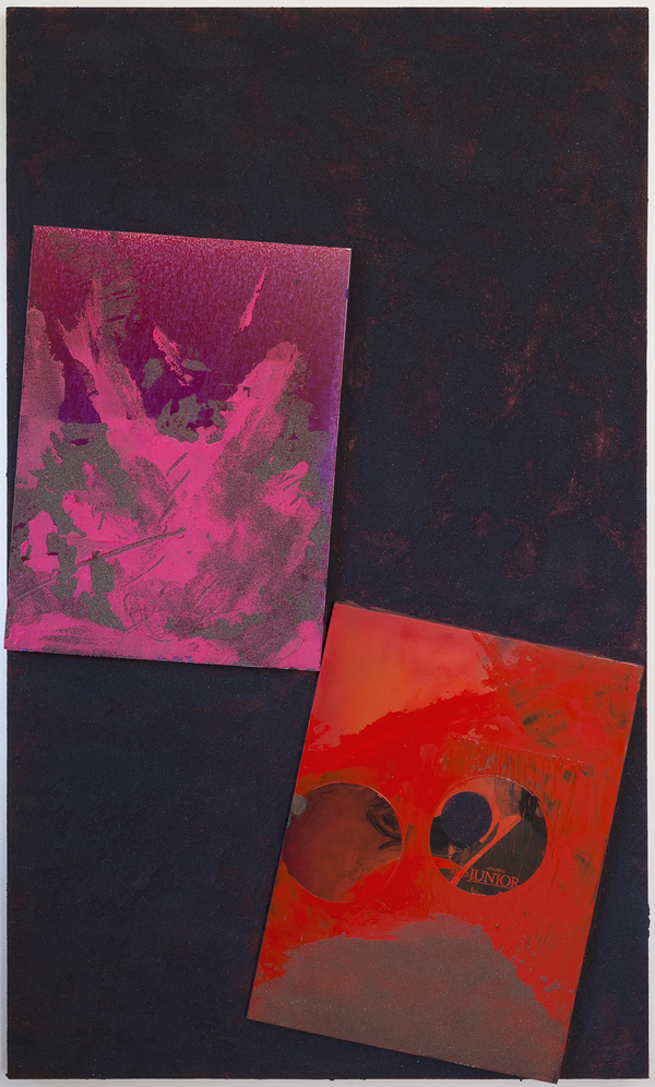 Untitled (predator vs rekall) Jon Marshalik 2017 synthetic polymers and sand on panels