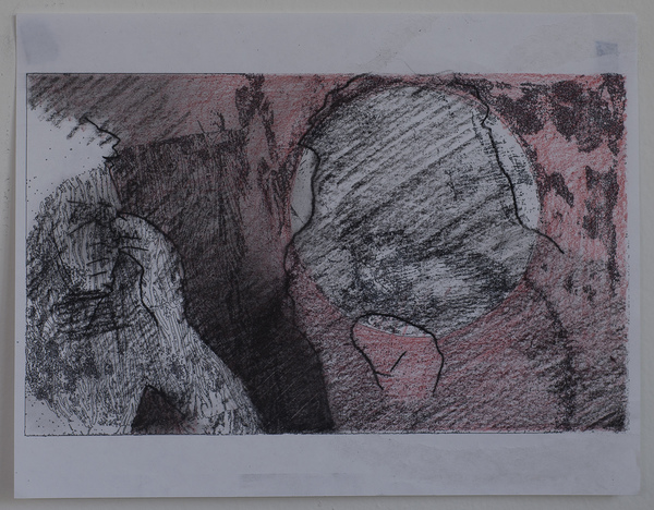 Mirror/Terminator Jon Marshalik Drawing Store charcoal and colored pencil on paper
