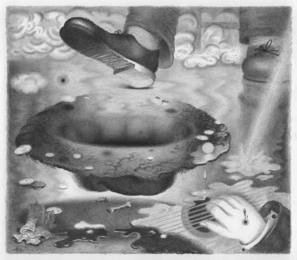 Busker's Hat, 2015. Graphite on clay-coat paper, 6.625 x 7.625 inches Drawings, 2015