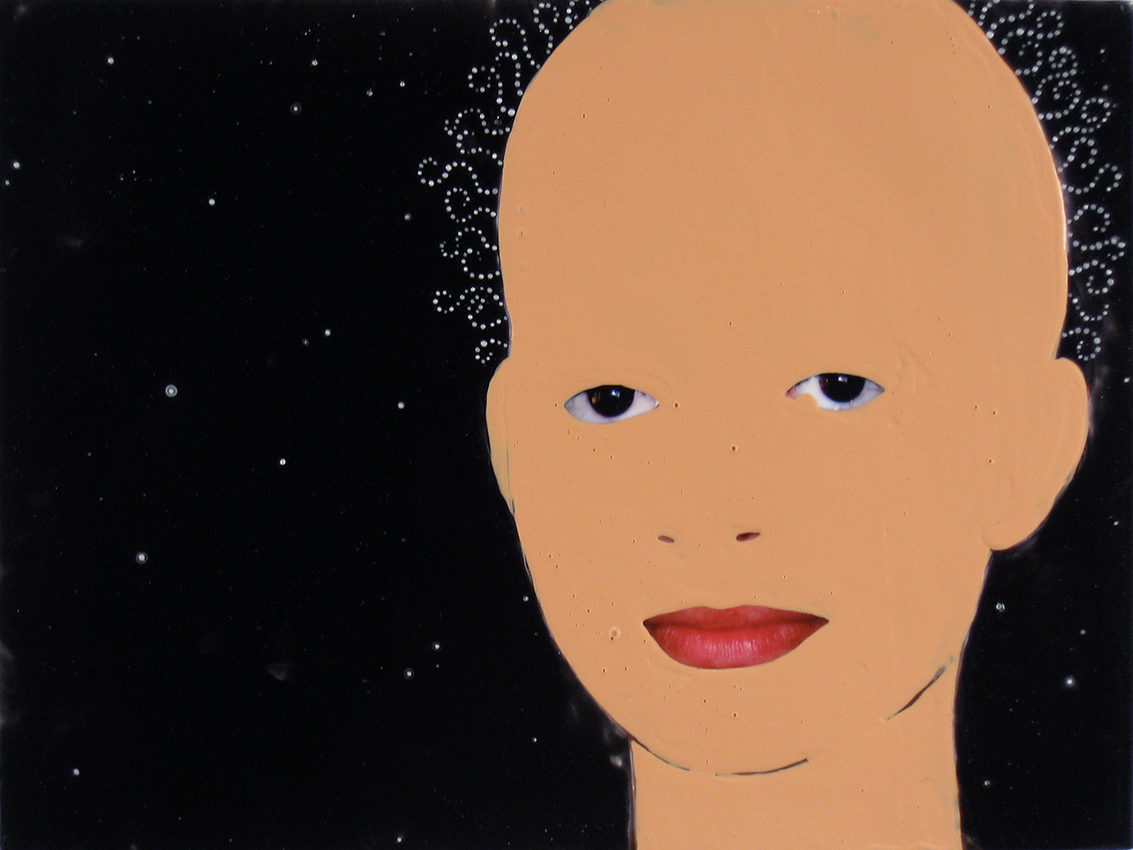JUDITH PAGE Black Hole Portraits (2000-2007) Tar Gel, acrylic, photograph on canvas.