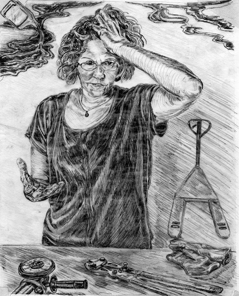 Sibylla Aggripina Self Portrait Series Pen on tracing paper
