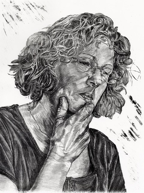 Study Self Portrait Series Stone Lithography