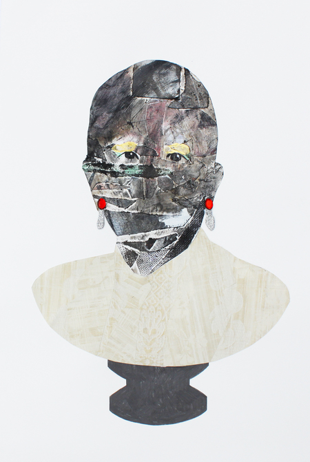 Mr. Bristol-Myers Squibb Drug Dealers Mixed media, wallpaper, acrylic, graphite and cosmetic makeup on paper