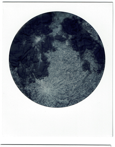 While Circle Frame Polaroid of Moon Embroidery, 2017 STUDIO