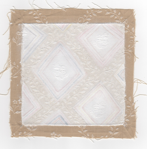 Untitled Fabric The Studio Sale gesso and colored pencil on fabric
